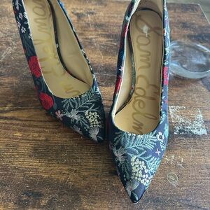 Sam Edelman Floral Pumps Sz 9/9.5 Asian Jacquard Pointy Toe Stiletto‎ Heels